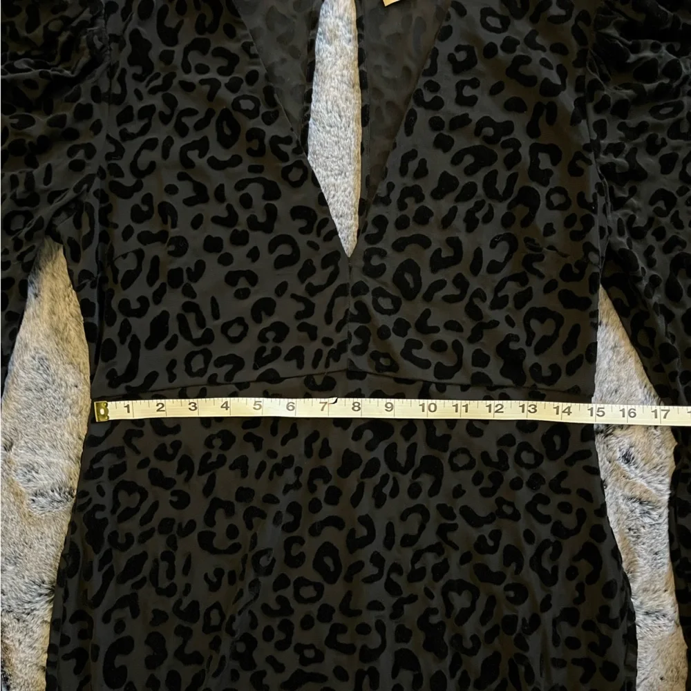 Deja Vu Black Velvet Burnout Overlay Mini Dress long sleeve evening Large EUC - Picture 14 of 16